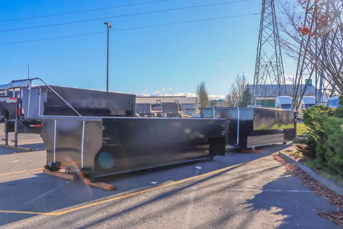 Roll-off dumpster ready for waste disposal at job site for 12 Yard Dumpster Rental in Richardson